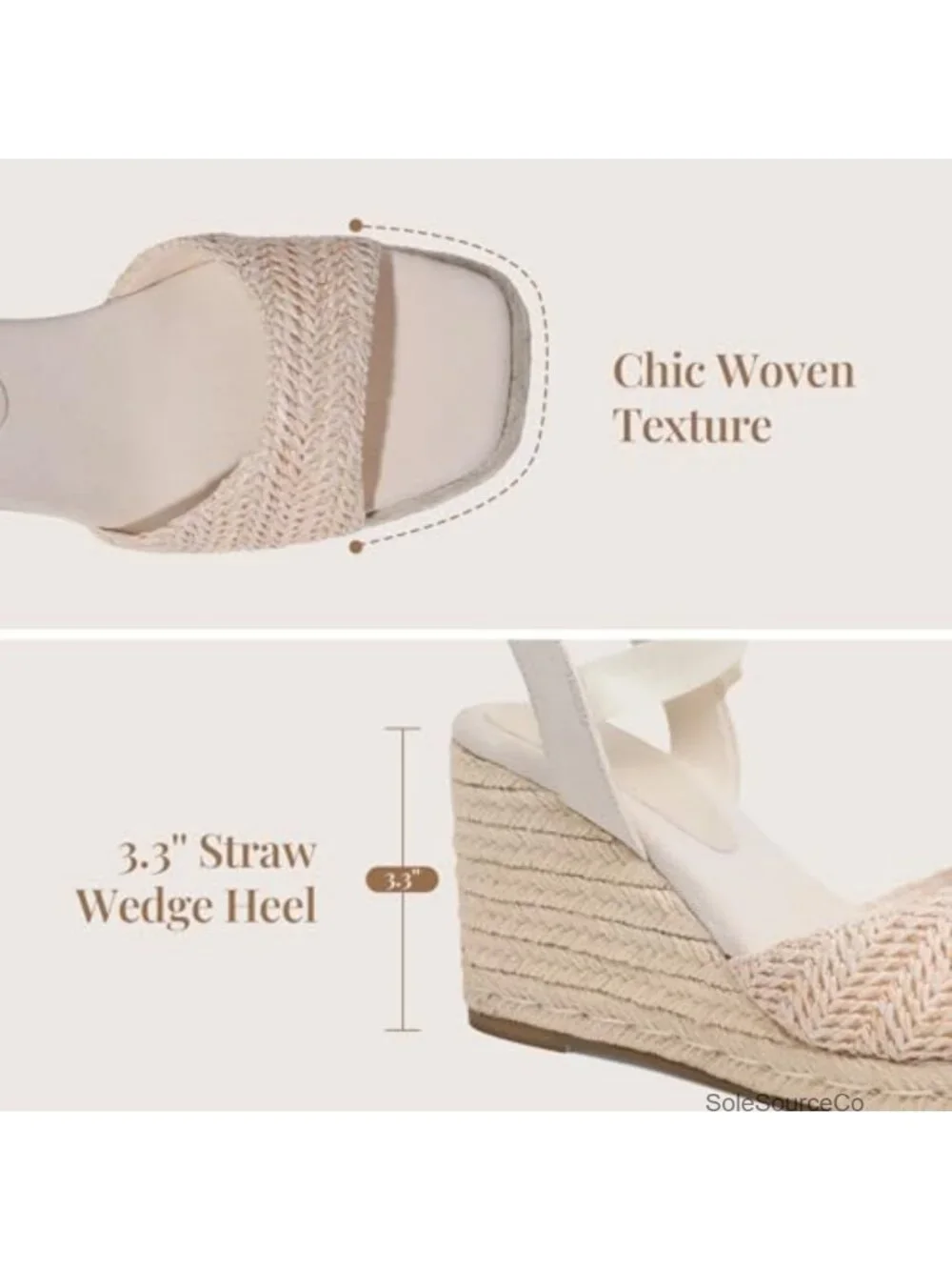 Womens Espadrilles Wedge Sandals Platform Square Toe Ankle Strap Lace Up Summer